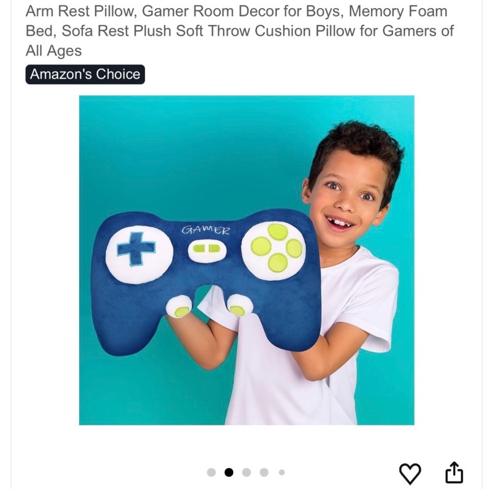 L Lifetime Blue Gamer Controller Pillow for Reading, lap desk, gamer room decor